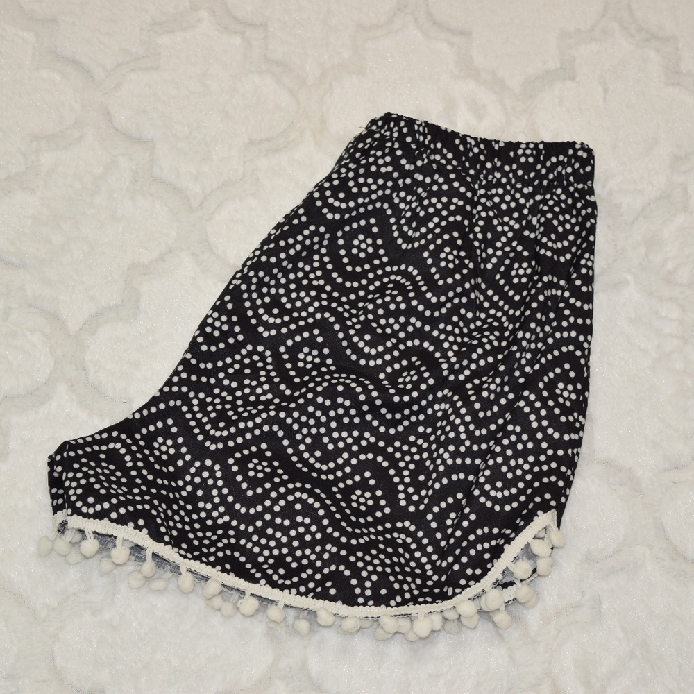 NWOT Black & White Pom-Pom Shorts